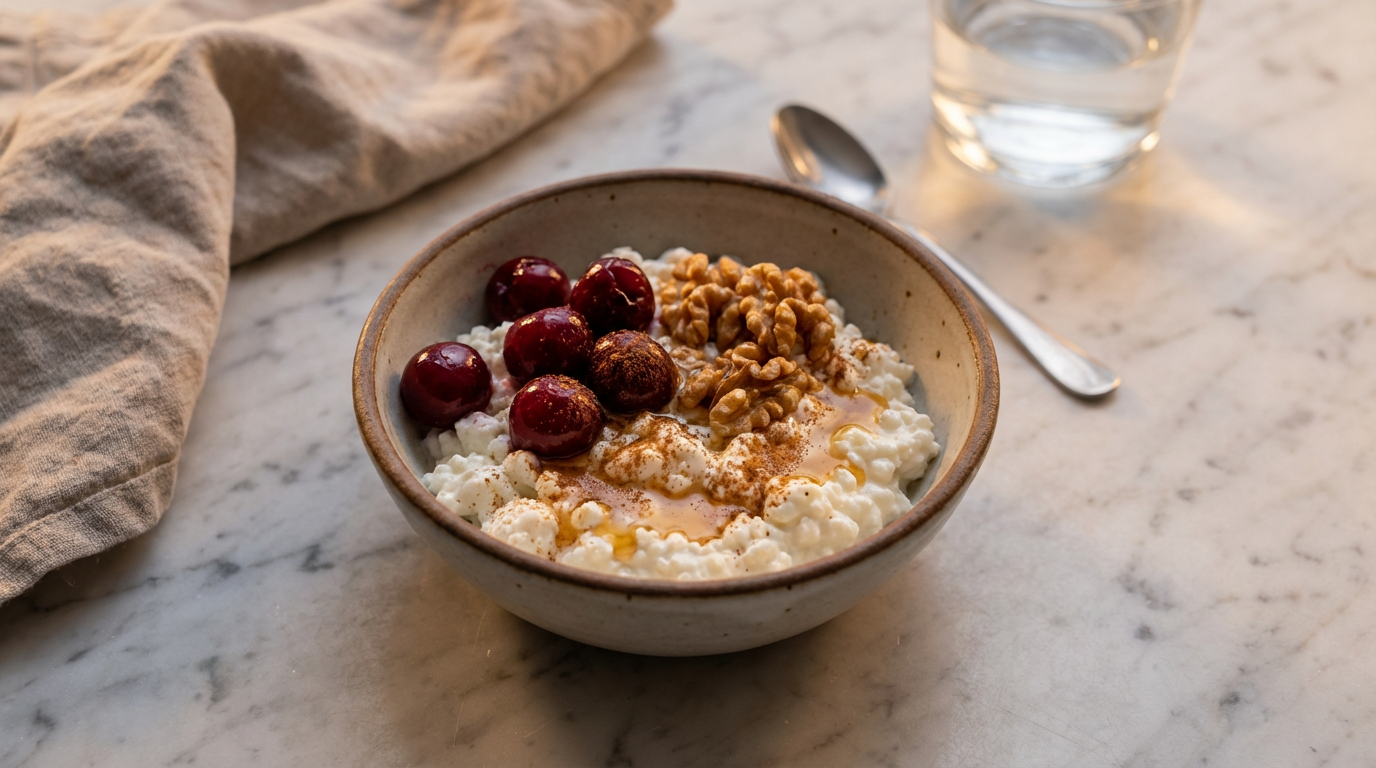 Cottage cheese, walnuts, tart cherries, cinnamon, honey — The Overnight